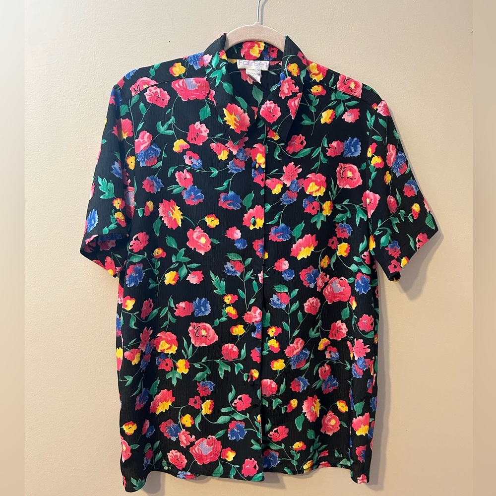 Vintage Button Up Floral Blouse